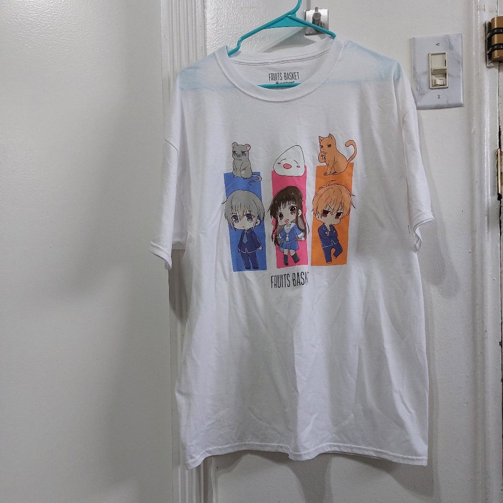 Crunchyroll Fruits Basket T Shirt White LARGE Cute Anime 100% Cotton